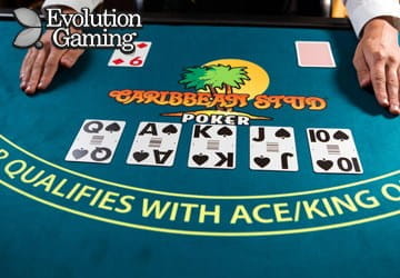 Die möglichen Tischeinsätze von Evolution Gamings Caribbean Stud