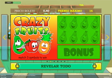 Crazy Fruits, tarjeta rasca y gana de la selección de 888casino.
