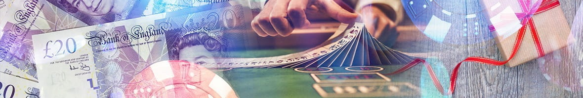 A blackjack casino montage at an online casino