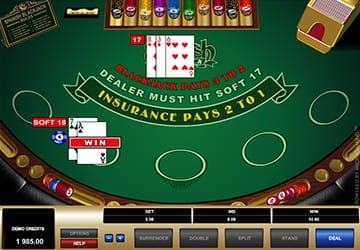 Screenshot of a Spanish 21 game from Microgaming