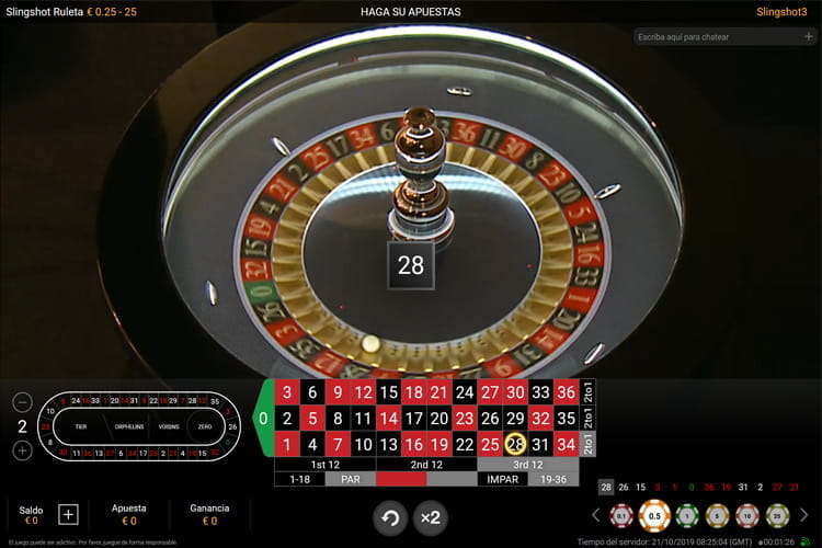captura de pantalla de la ruleta Slingshot en casino Betsson