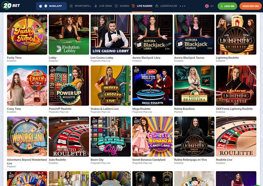 The Online Platform of 20Bet Live Casino 