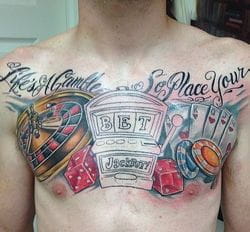 Chest tattoo gambling