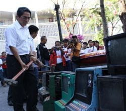Gambling machines destroyed