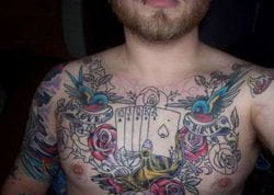Gambling tattoo with roses