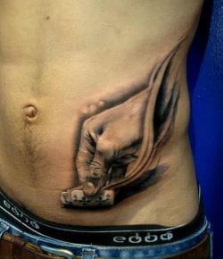 Lifelike gambling cards tattoo