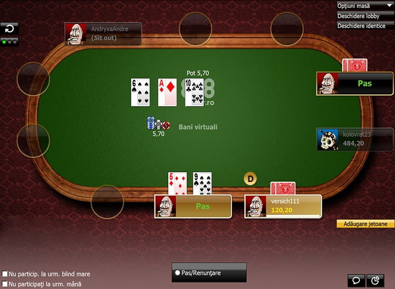 Camera de poker online 888