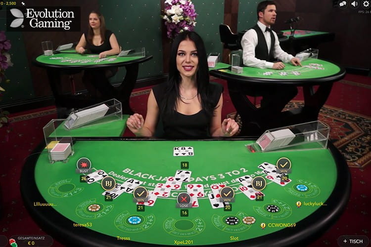 Blackjack Livestream im Evolution Gaming Casino