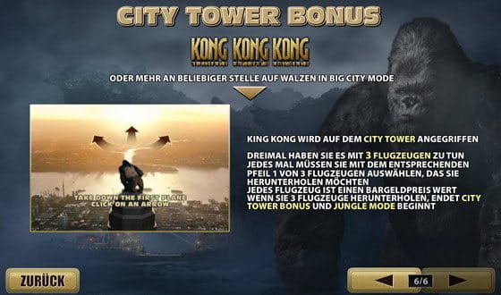 Es gibt immer eine große Auswahl an Bonus Runden wie beim King Kong Spielautomat