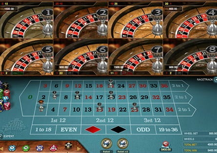 Dreht an acht Kesseln gleichzeitig bei Microgamings Multi Wheel Roulette