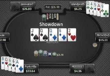 Beim Showdowm beim Omaha werden genau zwei der vier Startkarten für die Bildung der Pokerhand verwendet