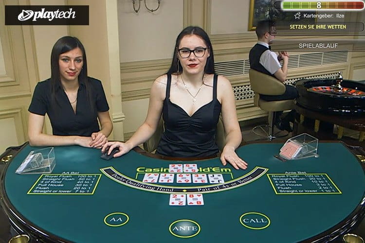 Gleich zwei Kartengeber gibt's bei Playtechs Live Casino Hold'em