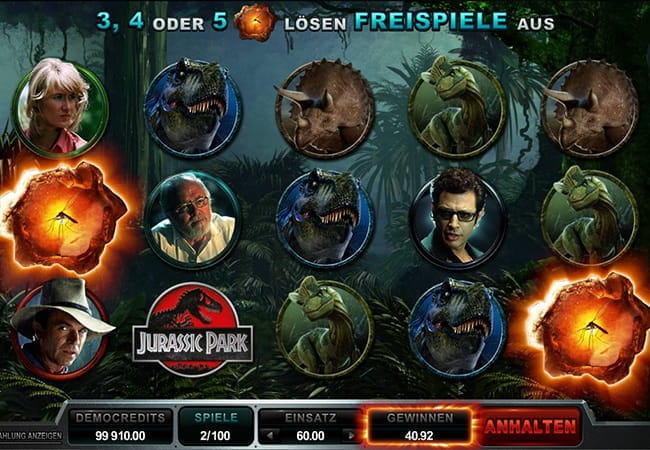Viele moderne Spielautomaten wie Jurassic Park im Betway Spielangebot