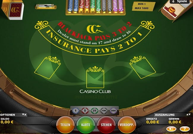 Blackjack und andere Tischspiele im CasinoClub