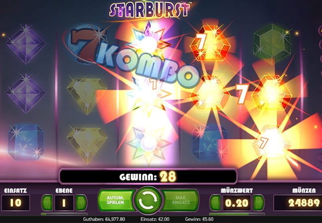 NetEnts beliebter Spielautomat Starburst im Casumo Casino