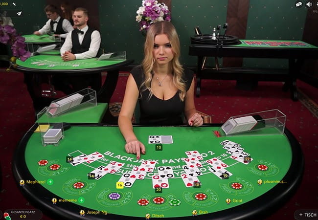 Wunderschönes Live Blackjack im Jackpots in a Flash Casino
