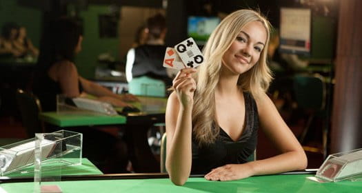 Eksempel fra et live casino med blackjack