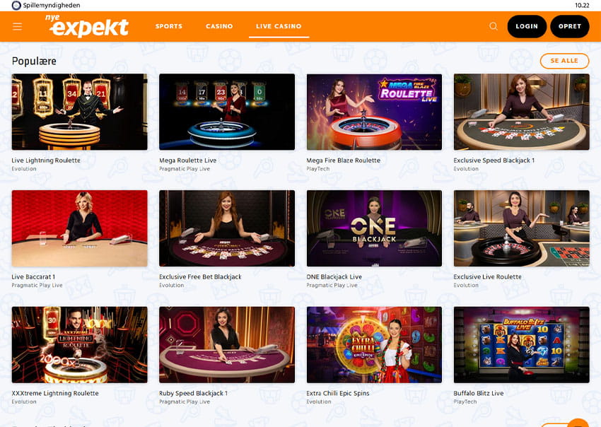 Online platformen for Expekt Live Casino