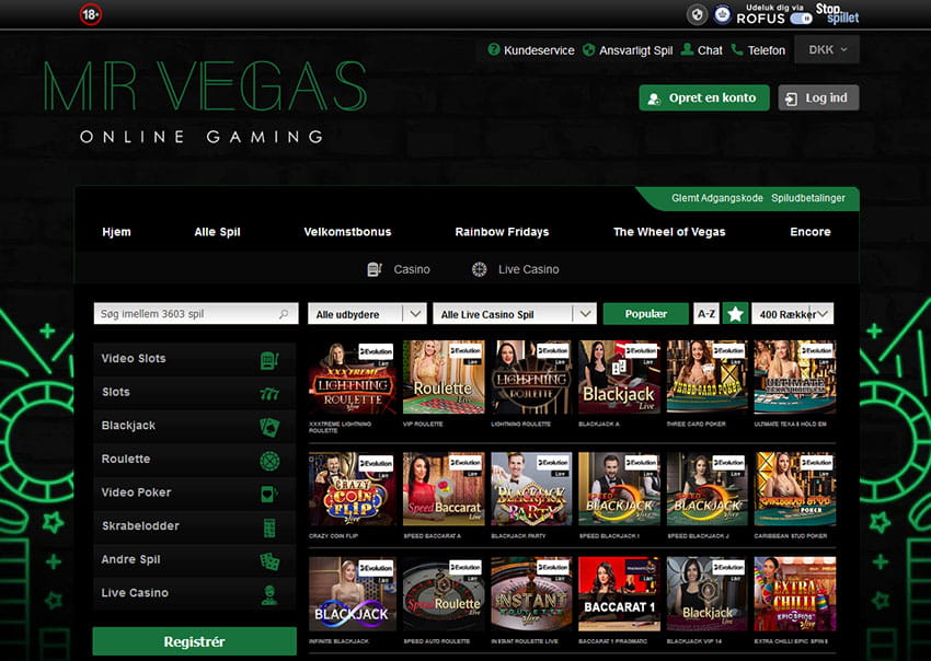 Den Online Platform af Mr. Vegas Live Casino 