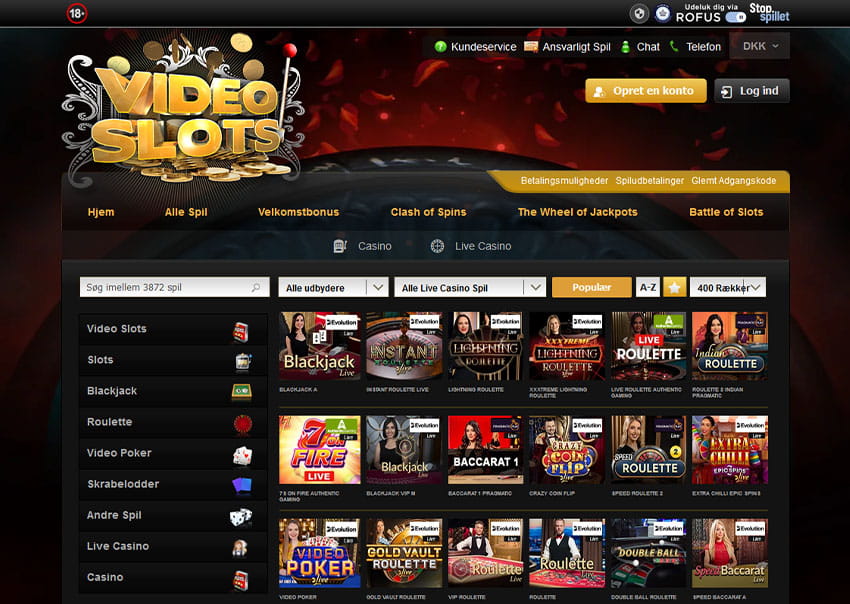 Online Platforme hos Videoslots Live Casino 
