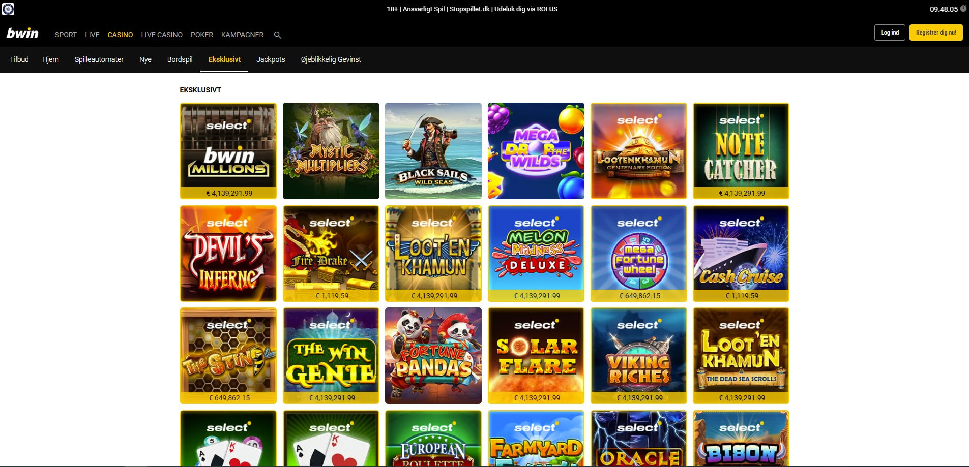 bwin casino skærmbillede
