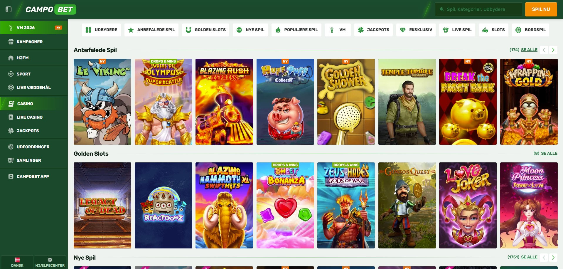 CampoBet casino skærmbillede