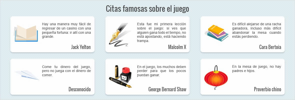 Infografía con citas famosas sobre el juego de azar