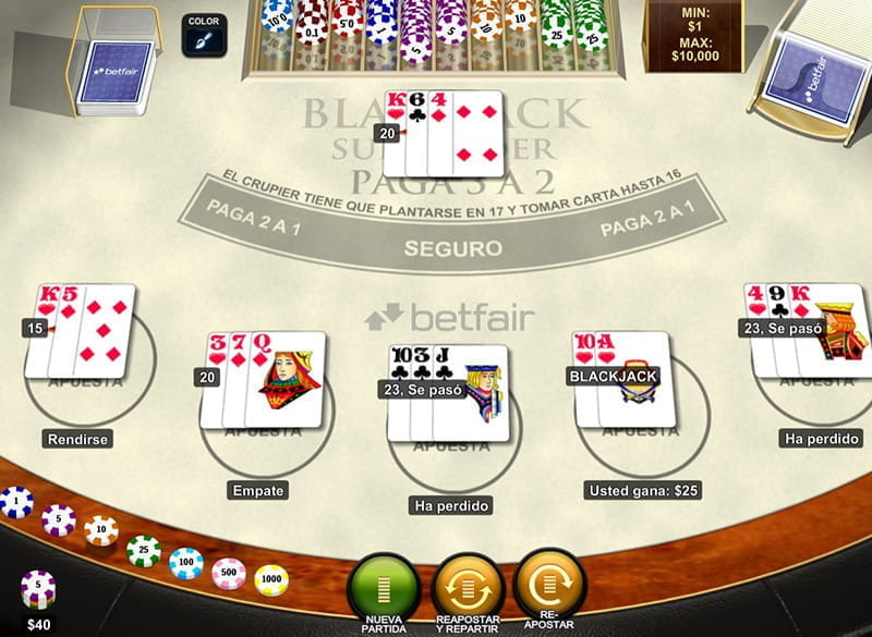 Opción de pare Blackjack rendirse