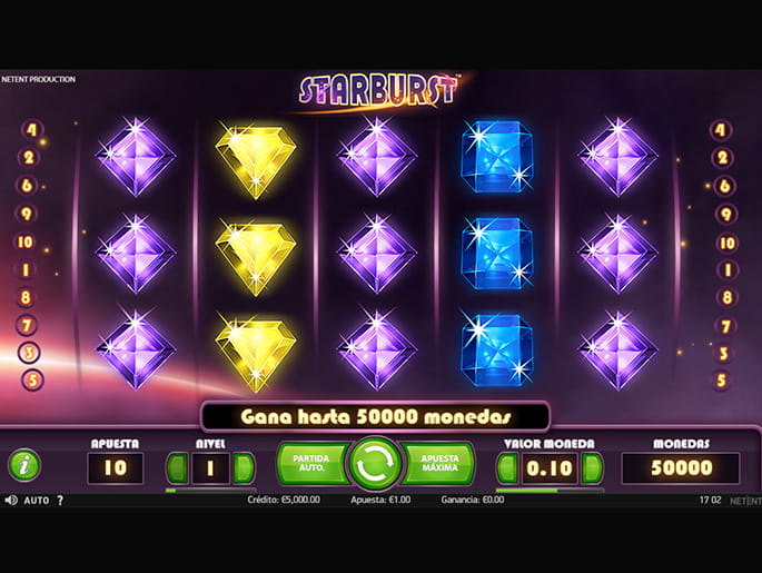 Jugar gratis la slot Starburst en modo demo.