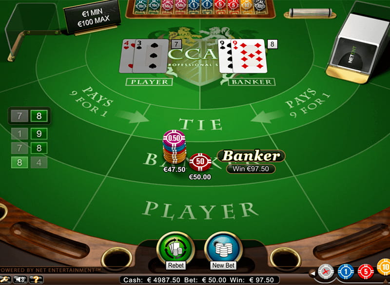 Mesa del juego de cartas baccarat