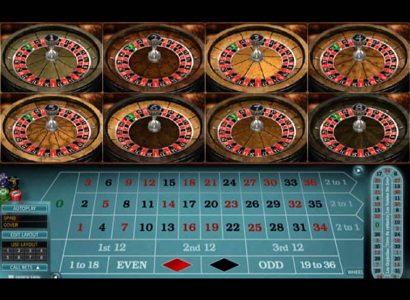 Panel de juego de la ruleta Multi Wheel de Microgaming