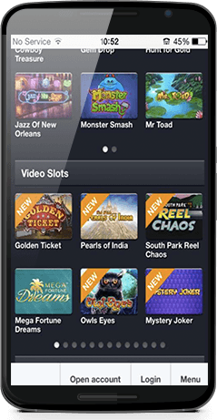 seleccion de juegos en app de casino