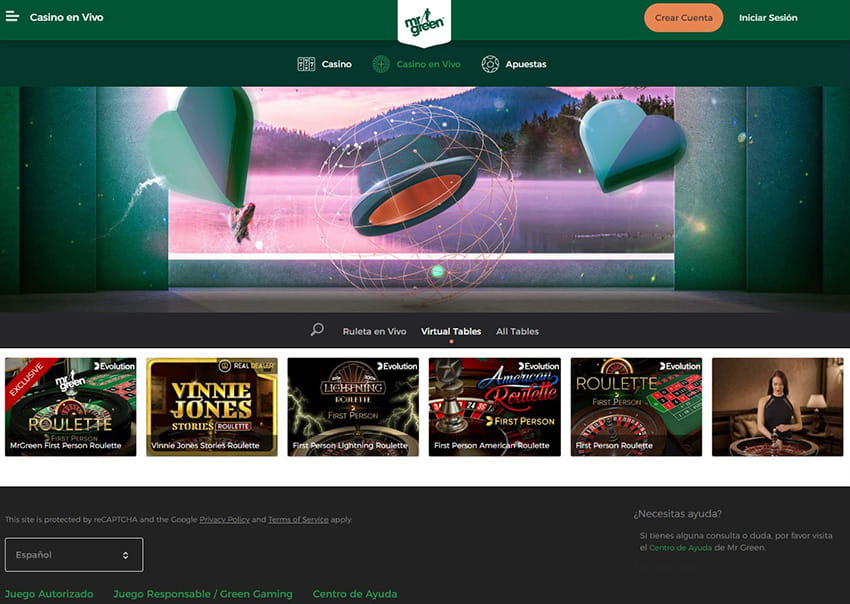 La Plataforma online del Casino en Vivo Mr Green 