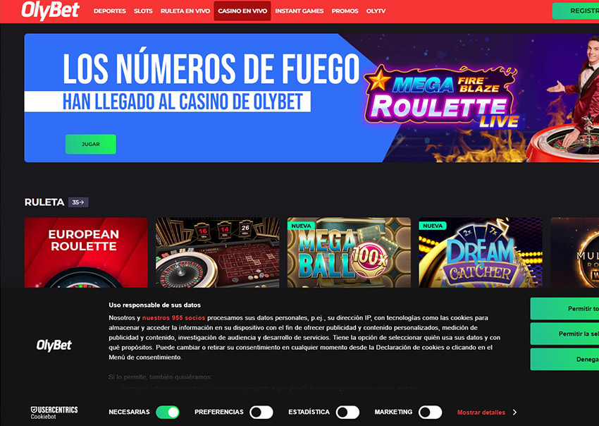 La plataforma online del casino en vivo de OlyBet 
