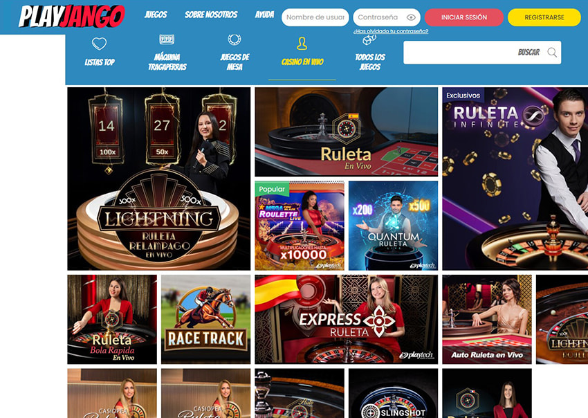 La plataforma online del casino en vivo de PlayJango 