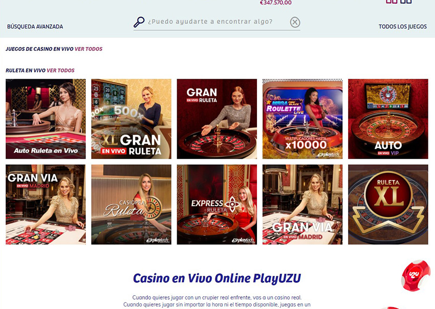 La Plataforma online del Casino en Vivo PlayUZU