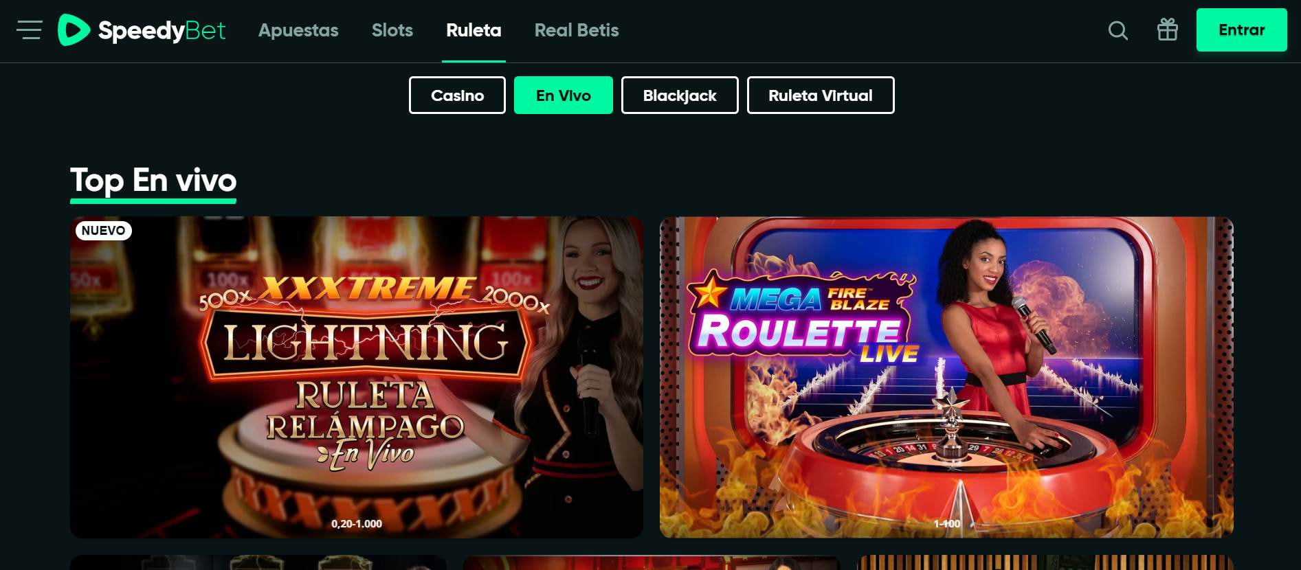 La plataforma online del casino en vivo de SpeedyBet