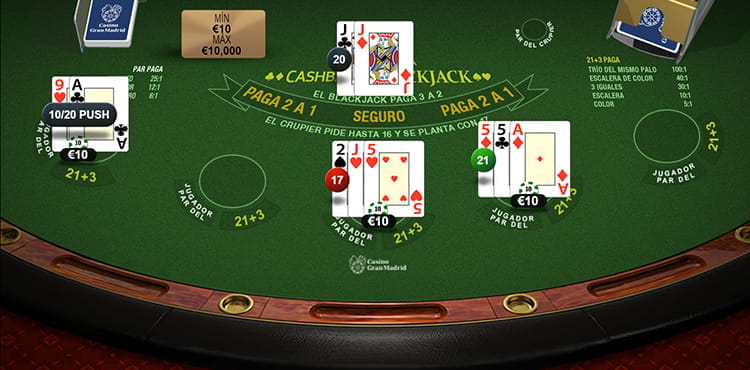 Mesa de Cashback Blackjack de Playtech.