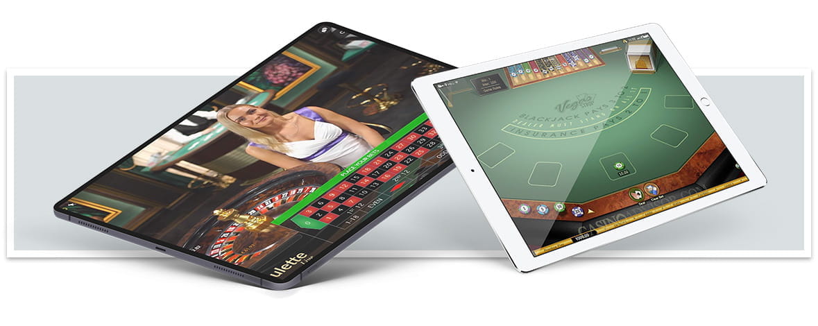 Casino en Vivo y el clásico juego de cartas virtual visto desde un iPad.