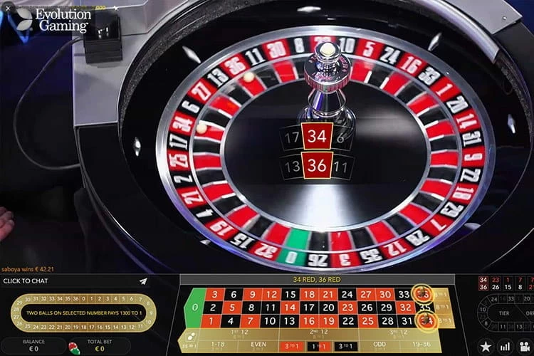 Screenshot of Double Ball Roulette from Evolution Gaming