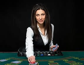 Live casino gaming - image of a live casino dealer