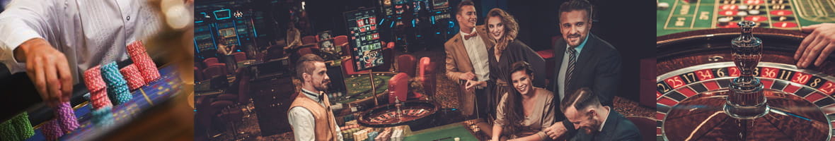 Jugadores que celebran sus ganancias en la mesa de ruleta