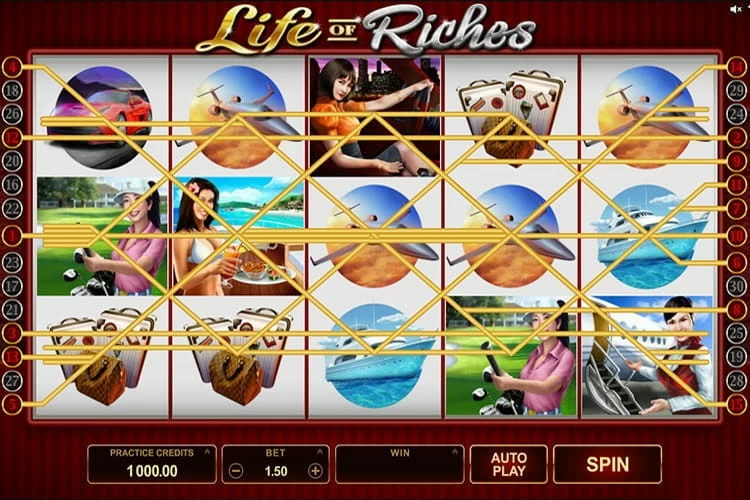 Possible paylines at the incredble slot Life of Riches