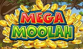 Game logo for progressive slot Mega Moolah