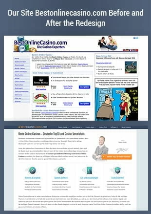 Our website bestonlinecasino.com before and after the redesign
