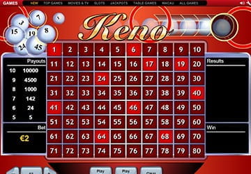 Classic game of keno from Playtech