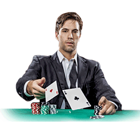 Person playing real money poker