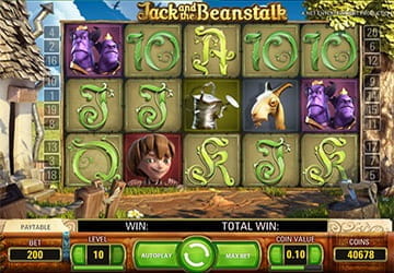 Screenshot of a Jack and the Beanstalk slot game from NetEnt