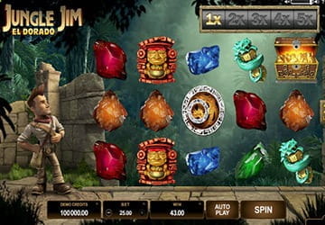 Screenshot of a Jungle Jim slot game from Microgaming