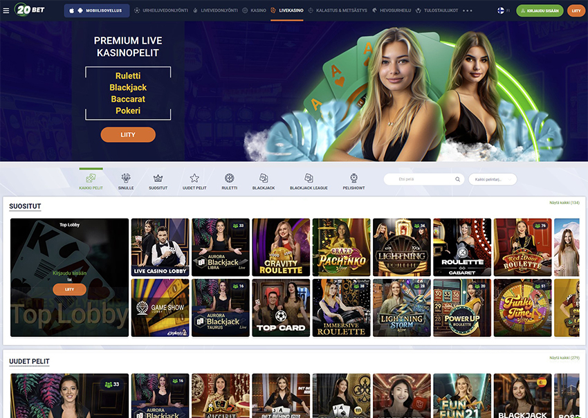 The Online Platform of 20Bet Live Casino 